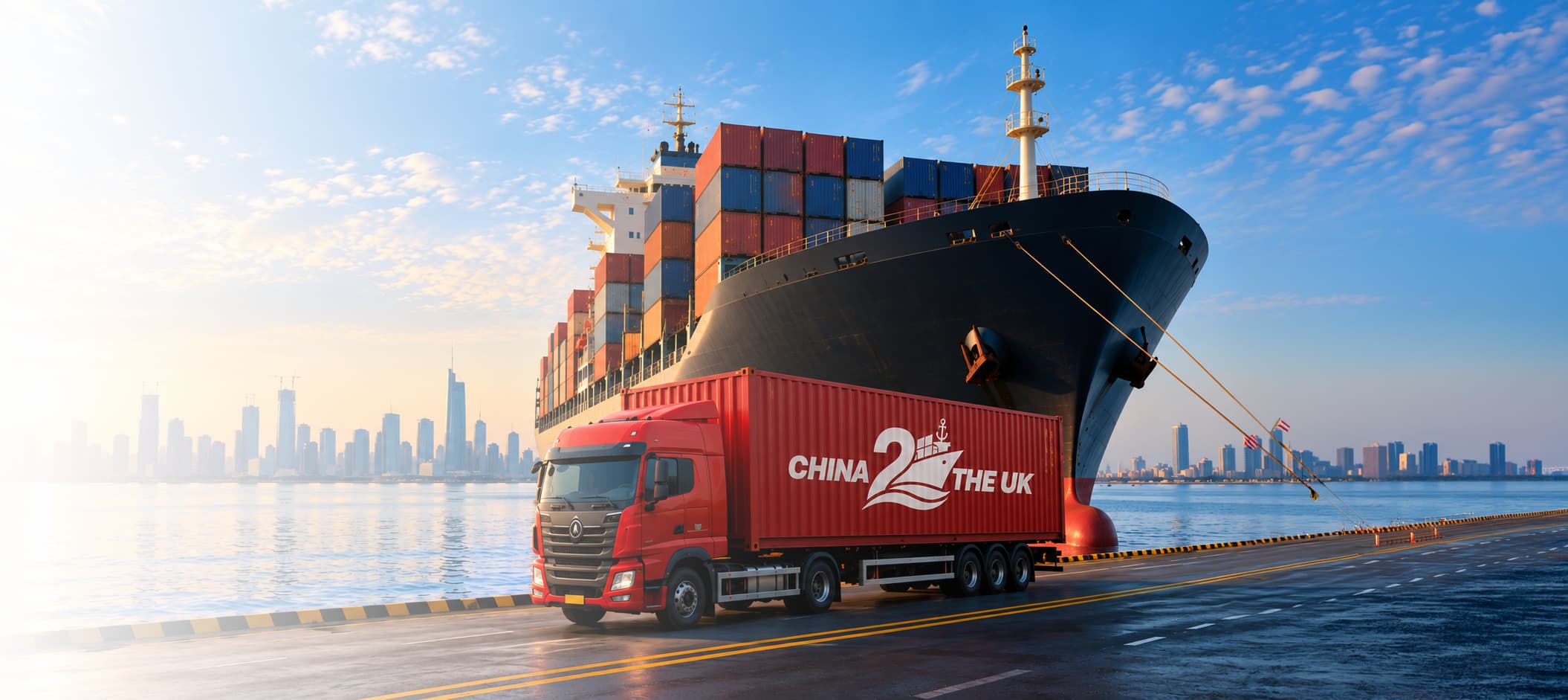 Container ship arriving at port